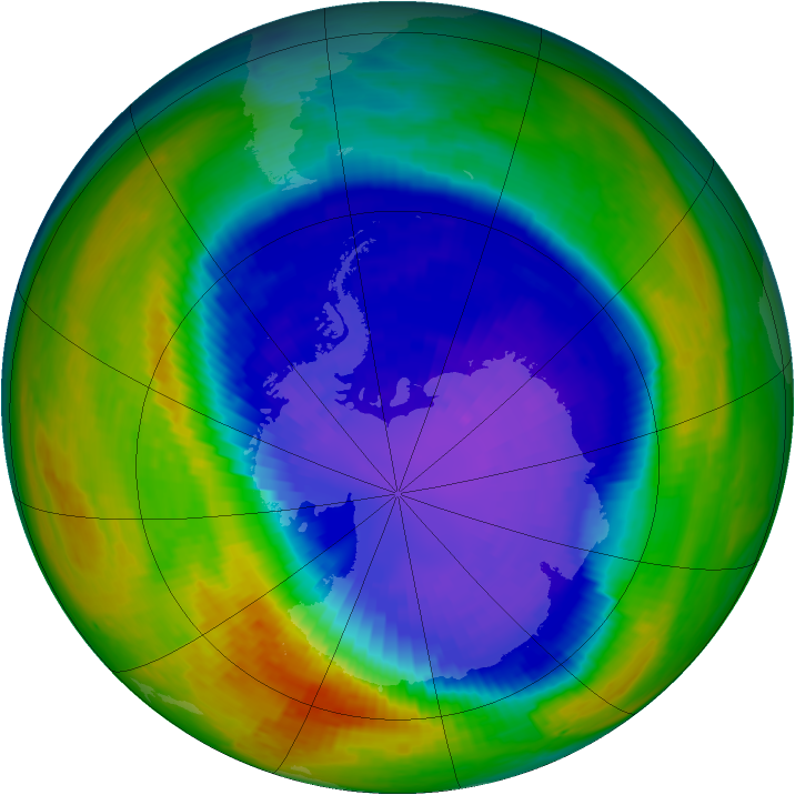 Antarctic ozone map for 19 September 1994